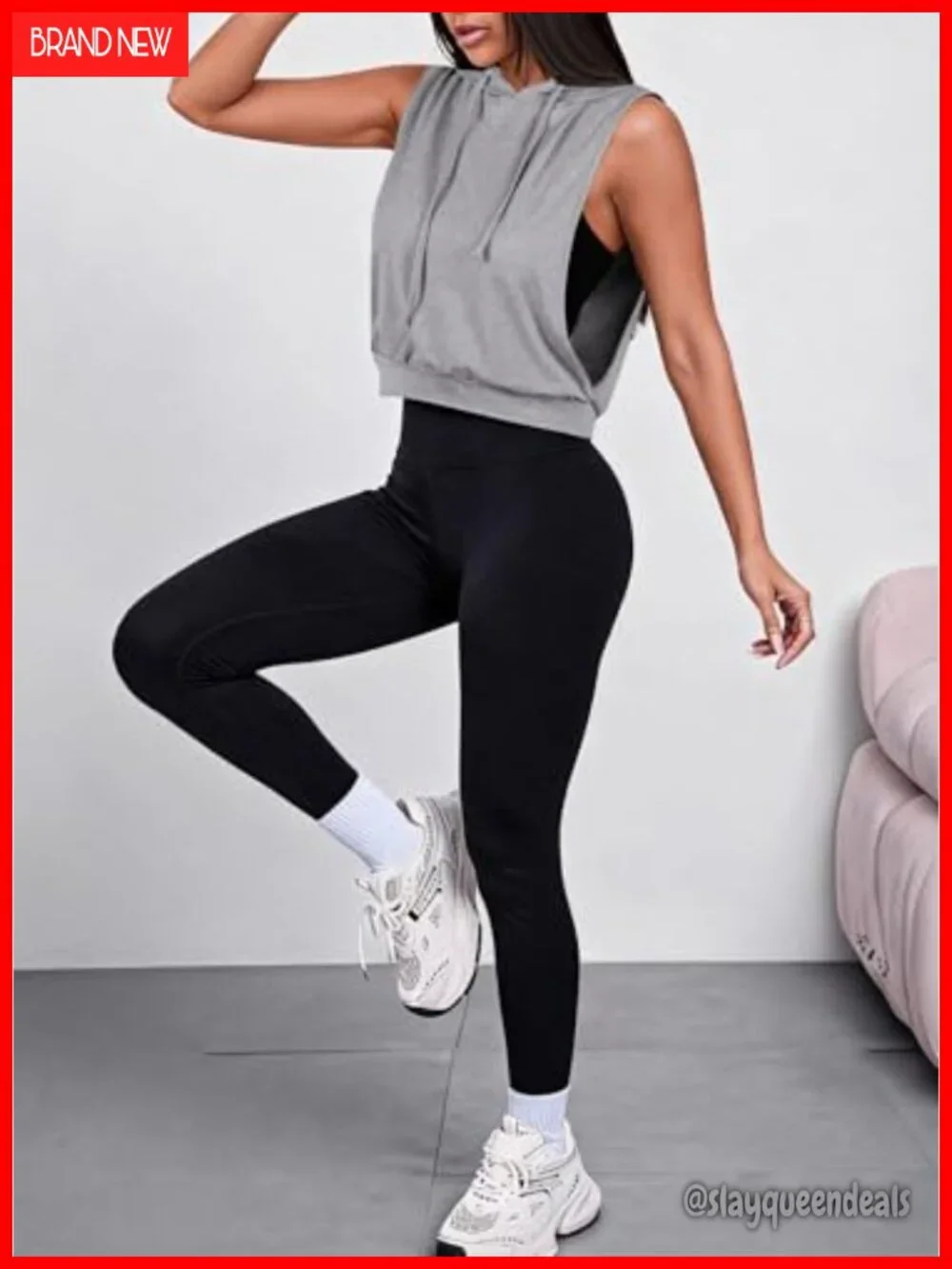 N/A sleeveless hooded